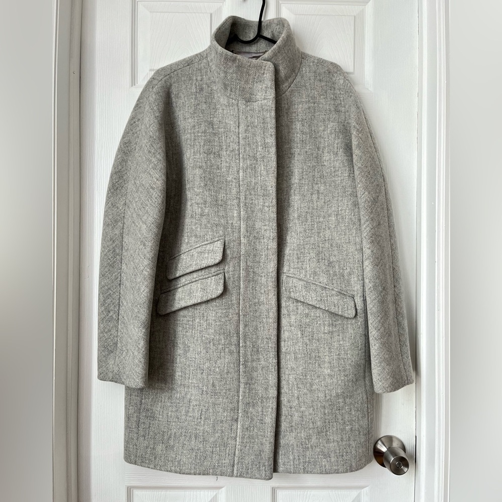 J Crew Stadium Cloth Cocoon Coat Gray Size 12 - Picture 5 of 12